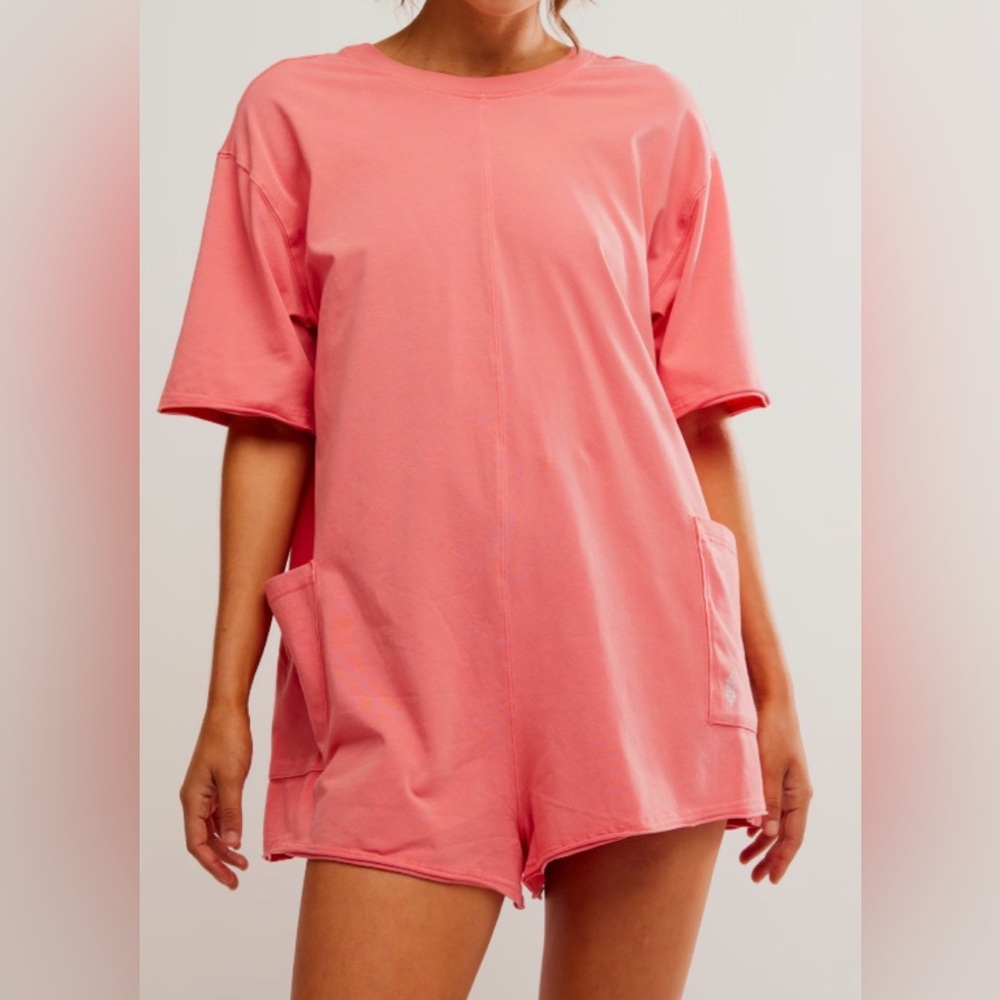 Free People Pink Hot Shot Tee Romper NWT Size Small